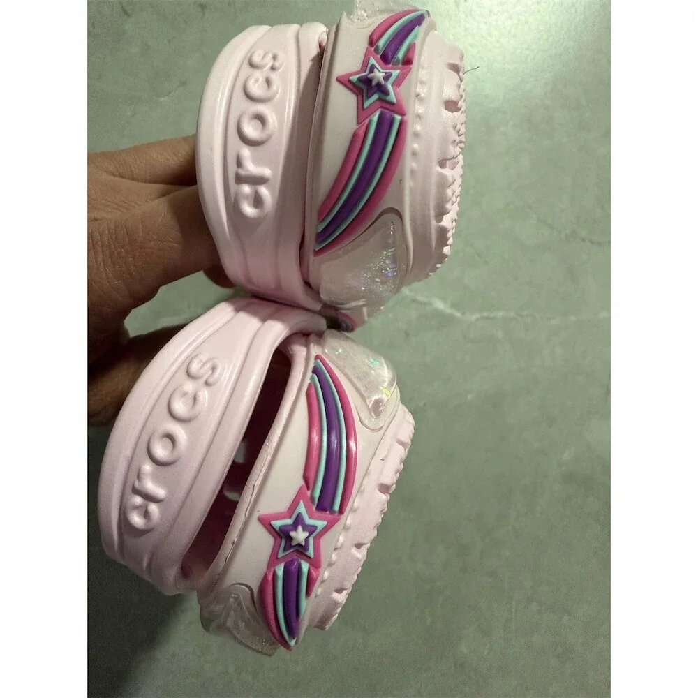 Crocs Classic Star Sparkle Shaker Clog Kids Pink Glitter Rainbow Size C4